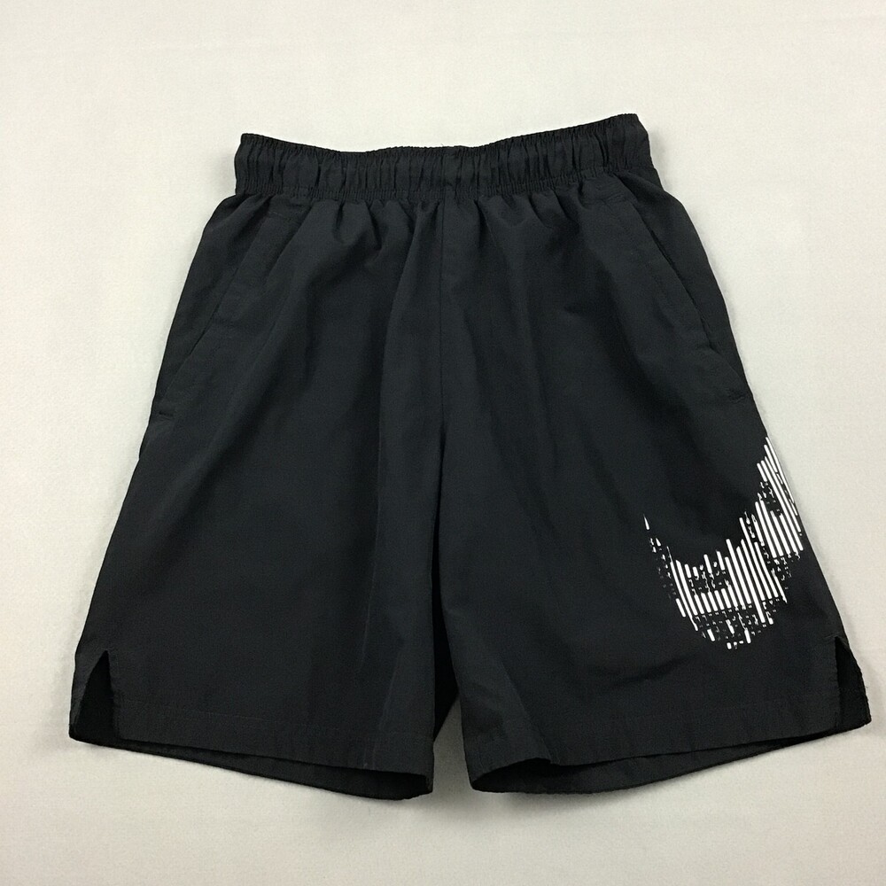 Nike Shorts Men Small Black Solid Woven Big Swoosh Logo Dri Fit Pockets S